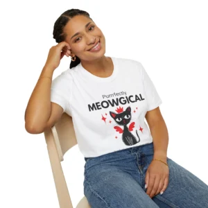 "Meowgical" Black Cat T-Shirt — Purrfectly Meowgical Cute Cat Design for women