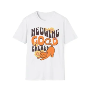 "Meowing" Good Energy Cat Shirt — Retro Orange Cat Shirt