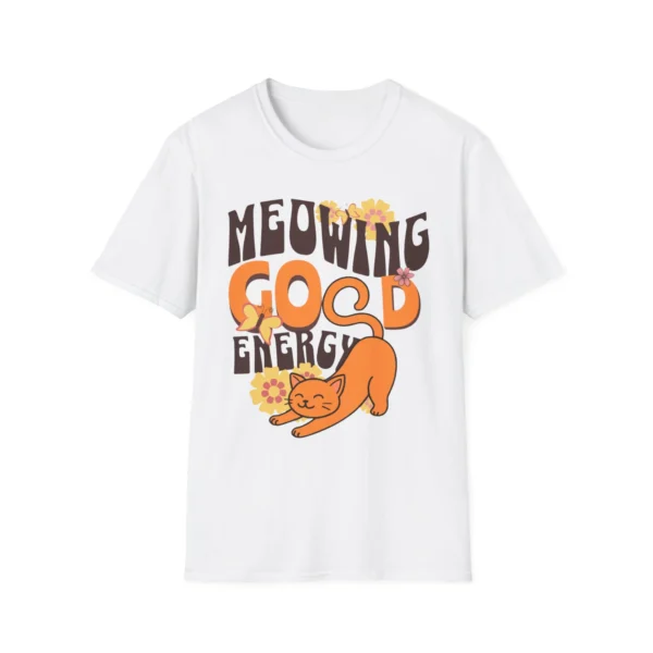 "Meowing" Good Energy Cat Shirt — Retro Orange Cat Shirt