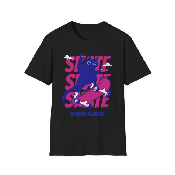 "Skate For Life" Skateboard Playful Cat T-Shirt for Men and Women