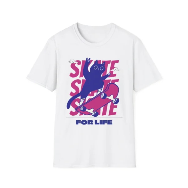 "Skate For Life" Skateboard Playful Cat T-Shirt for Men and Women