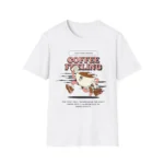 White Retro Coffee Motivational T-Shirt — Cartoon Coffee Tee