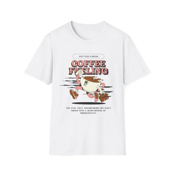 White Retro Coffee Motivational T-Shirt — Cartoon Coffee Tee