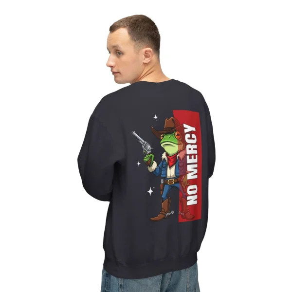 Cool Crewneck Silly "No Mercy" Frog Cowboy Sweatshirt