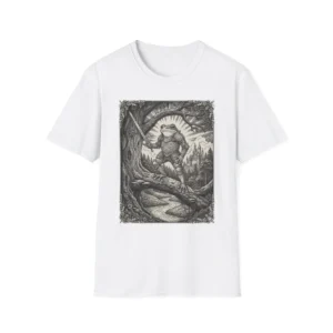 Best retro White Frog Toad Warrior Graphic T-Shirt for men and women. Comfortable shirt with frog toad warrior illustration on front.