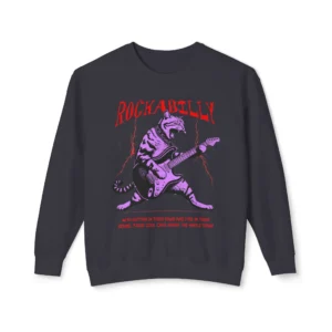 "Rockabilly" Cat Sweatshirt - Purple Cat Vintage Music Pullover