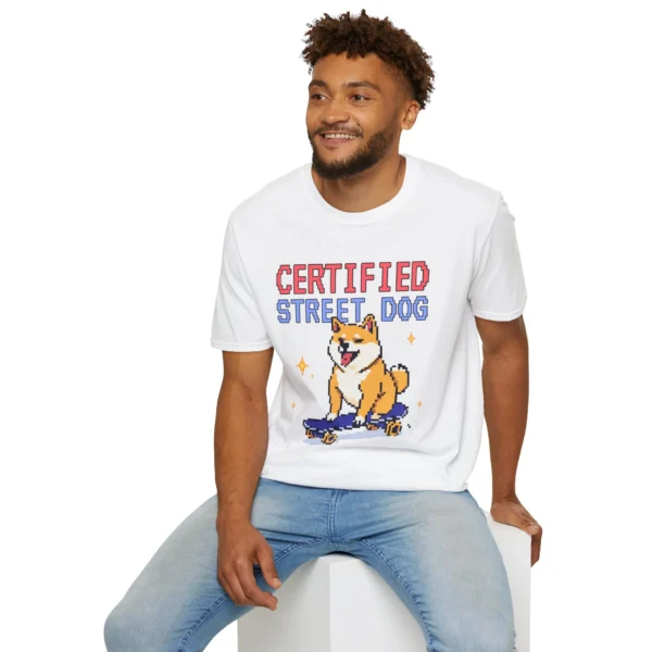 'Certified Street Dog' T-Shirt | Cute Shiba Inu Pixel Art Tee