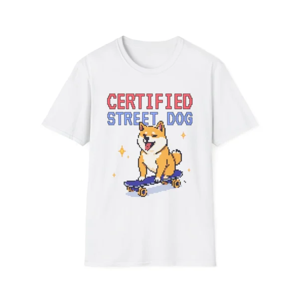 'Certified Street Dog' T-Shirt | Cute Shiba Inu Pixel Art Tee