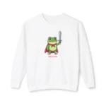 Frog Hero Sweatshirt | Sword-Wielding Cartoon Frog Crewneck