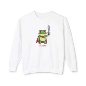 Frog Hero Sweatshirt | Sword-Wielding Cartoon Frog Crewneck