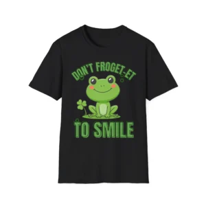Cute "Don’t Frog-et to Smile" - Toad Graphic Tee in black