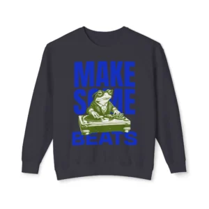 Funny Frog “Make Some Beats” Graphic Sweatshirt in black – Fun Music-Themed Unisex Fit