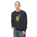 Frog Hero Sweatshirt | Sword-Wielding Cartoon Frog Crewneck