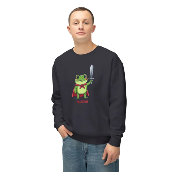 Frog Hero Sweatshirt | Sword-Wielding Cartoon Frog Crewneck