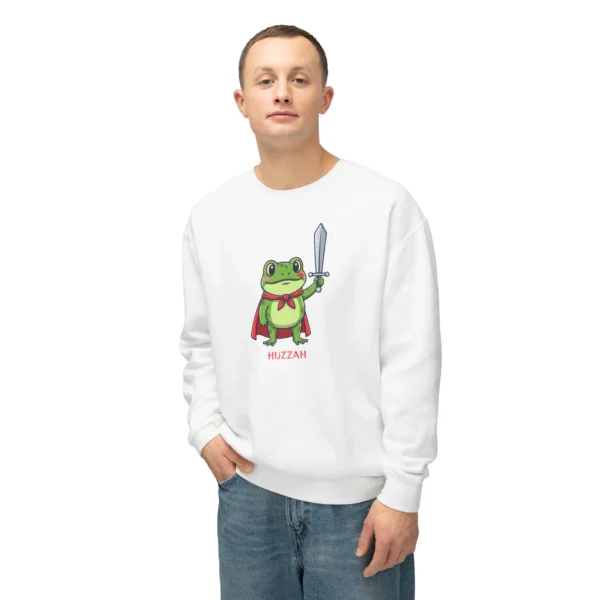 Frog Hero Sweatshirt | Sword-Wielding Cartoon Frog Crewneck