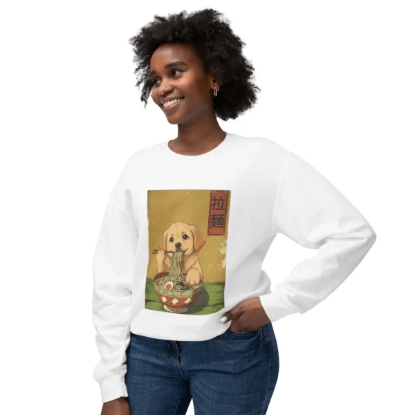 Ramen Puppy Sweatshirt — Cute Dog Eating Noodles Crewneck