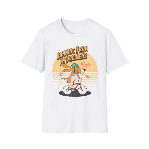 "Running From My Problems" Retro Dog Biking T‑Shirt