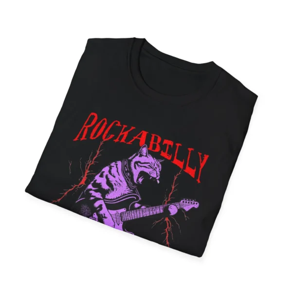 Rockabilly Cat Guitar T-Shirt | Retro Purple Cat Tee