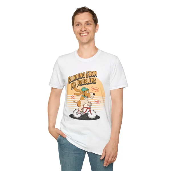 "Running From My Problems" Retro Dog Biking T‑Shirt